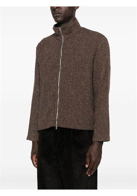 maglia shrunken fullzip polo uomo marrone OUR LEGACY | M4256SBS